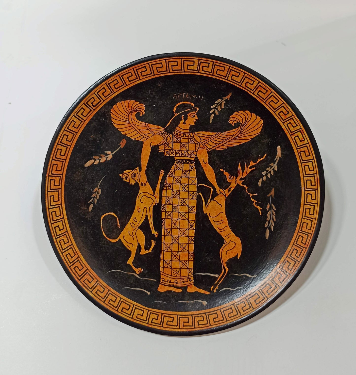 Artemis Diana - Greek Roman Goddess of Hunt, the Wilderness, Wild animals, the Moon and Chastity - Ceramic plate - Handmade in Greece