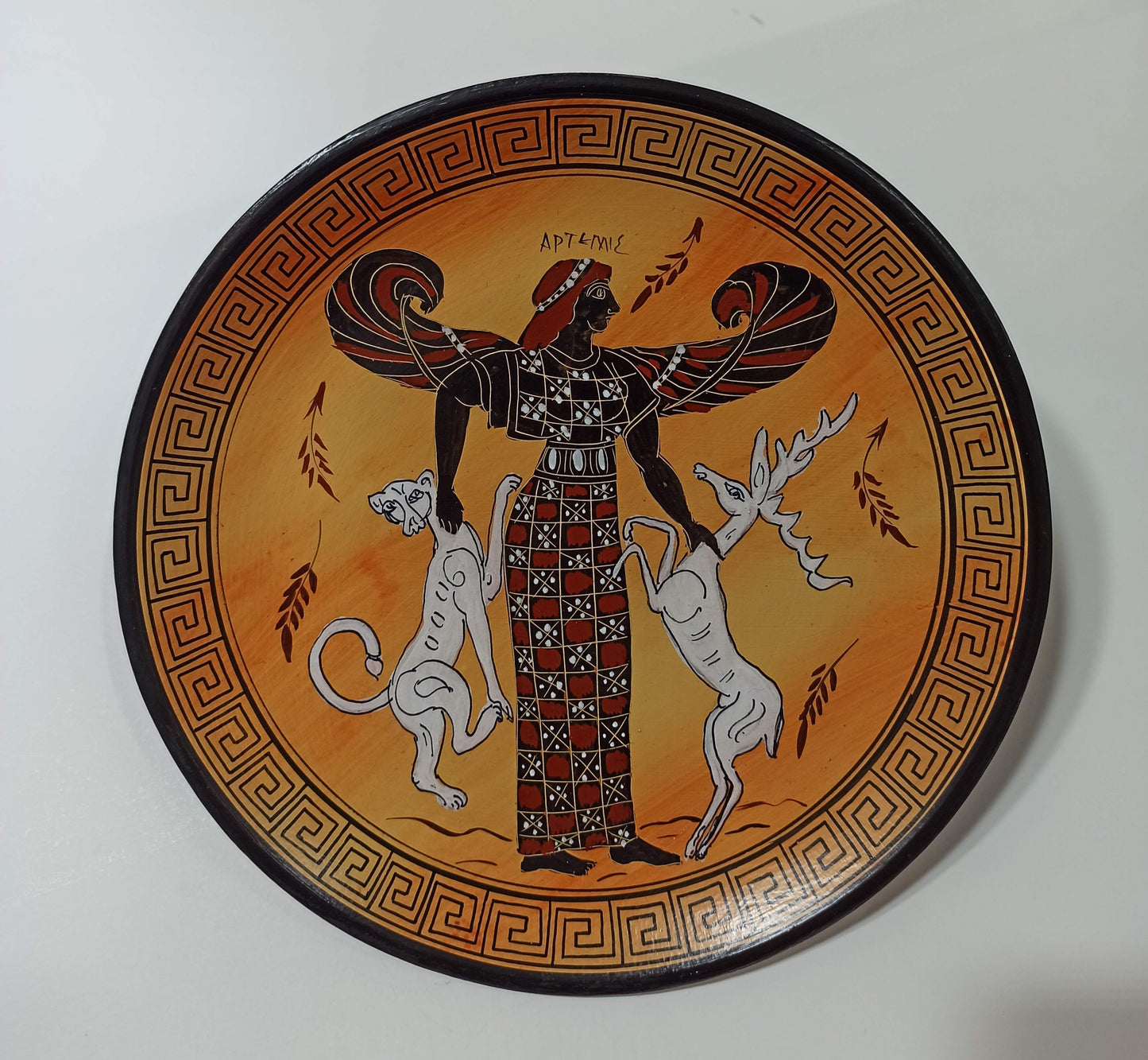 Artemis Diana - Greek Roman Goddess of Hunt, the Wilderness, Wild animals, the Moon and Chastity - Ceramic plate - Handmade in Greece