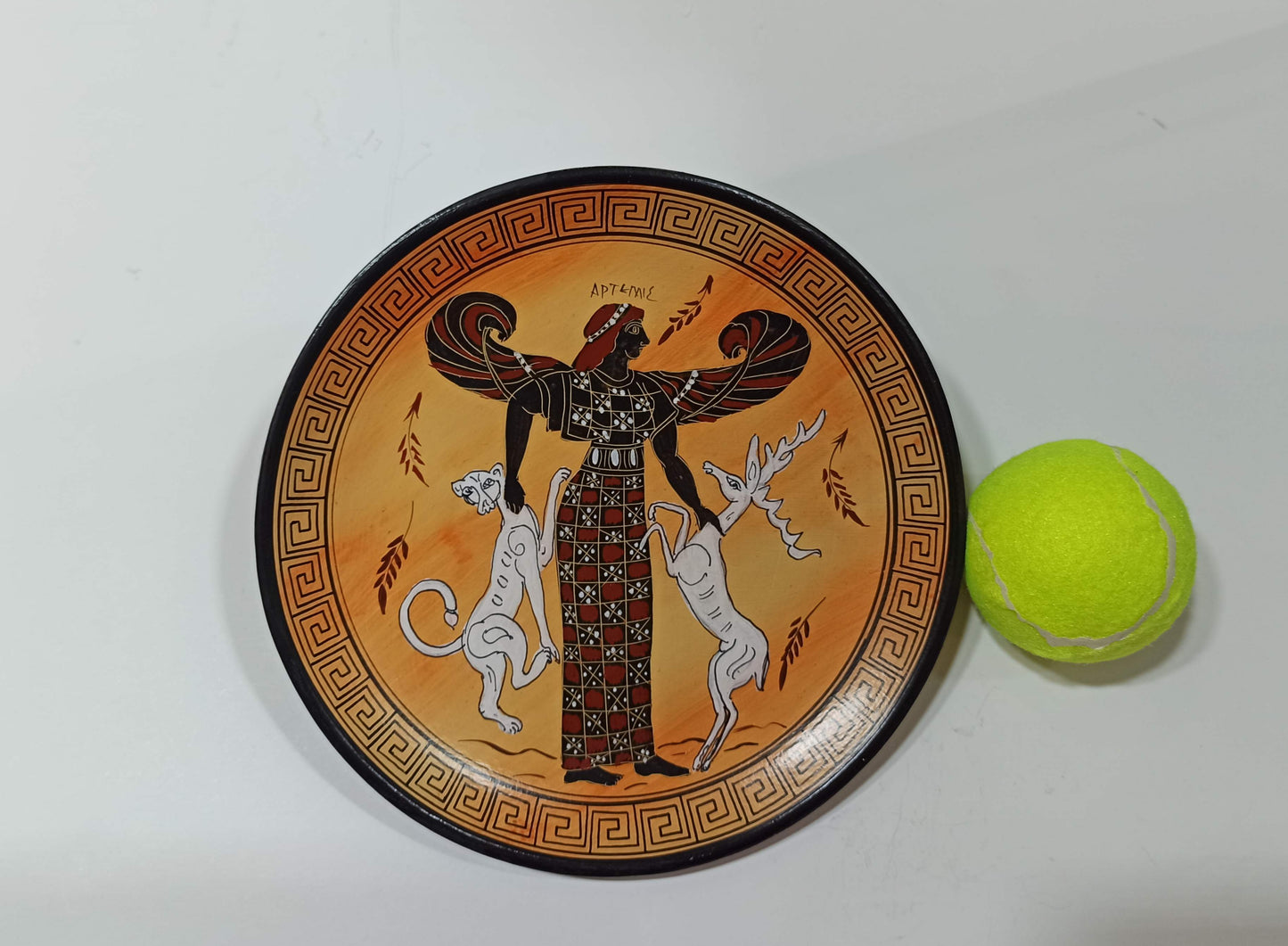 Artemis Diana - Greek Roman Goddess of Hunt, the Wilderness, Wild animals, the Moon and Chastity - Ceramic plate - Handmade in Greece
