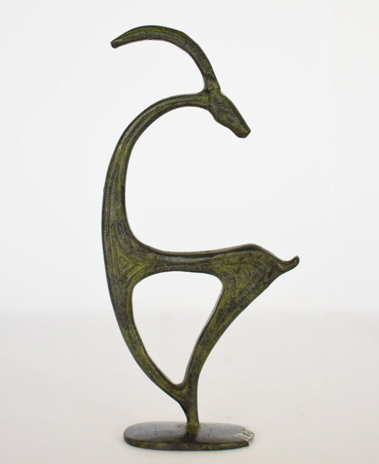 Graceful Ibex - pure Bronze Sculpture - Small - Symbol of Energy, Long Life, Fertility