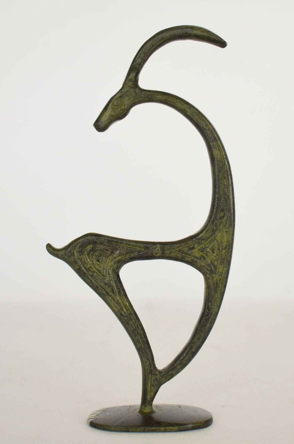 Graceful Ibex - pure Bronze Sculpture - Small - Symbol of Energy, Long Life, Fertility