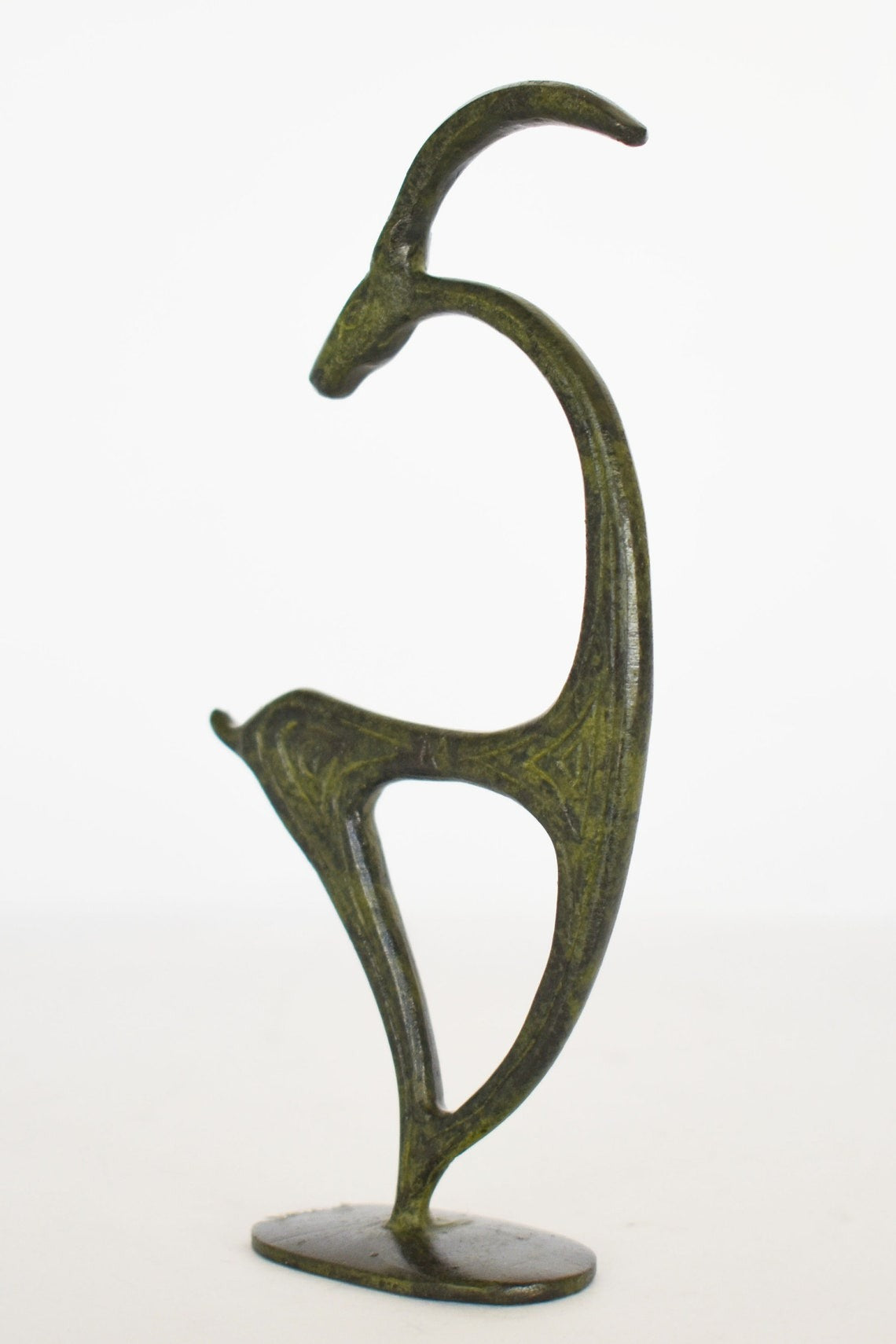 Graceful Ibex - pure Bronze Sculpture - Small - Symbol of Energy, Long Life, Fertility