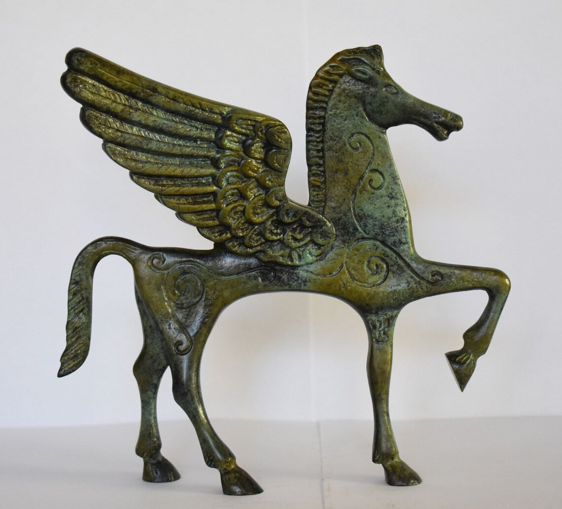 Pegasus - the Mythical Winged Horse - Symbol of Divine and Inspiration- Bellerophon and Perseus - Pure Bronze Sculpture