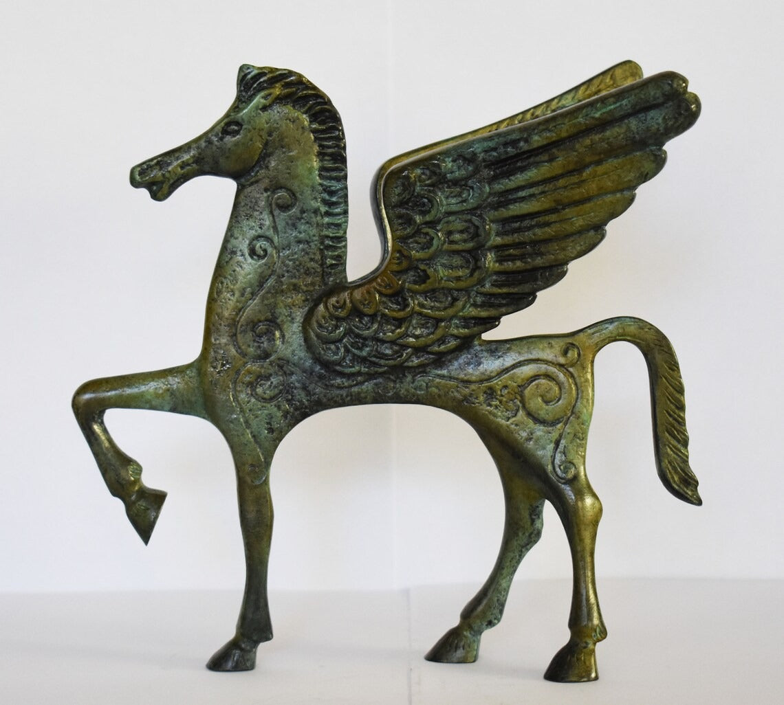 Pegasus - the Mythical Winged Horse - Symbol of Divine and Inspiration- Bellerophon and Perseus - Pure Bronze Sculpture