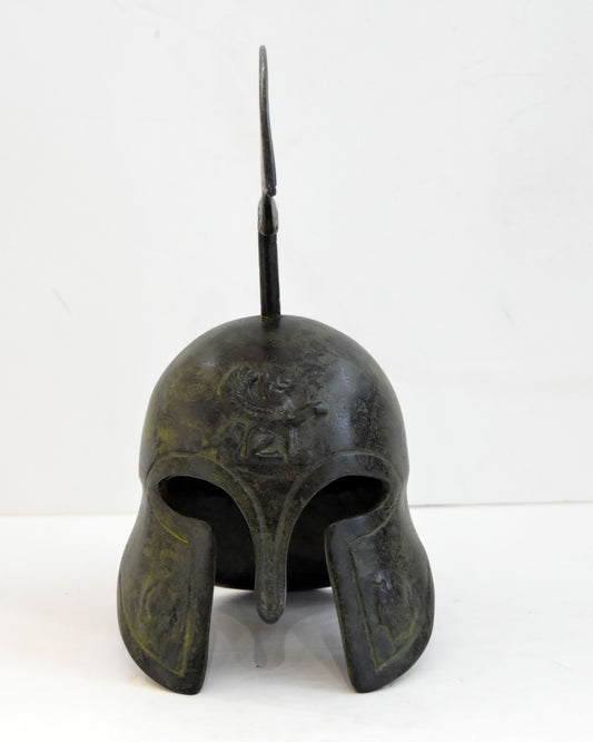 Ancient Greek Spartan Corinthian Helmet - Classic Period - Pure Bronze Statue