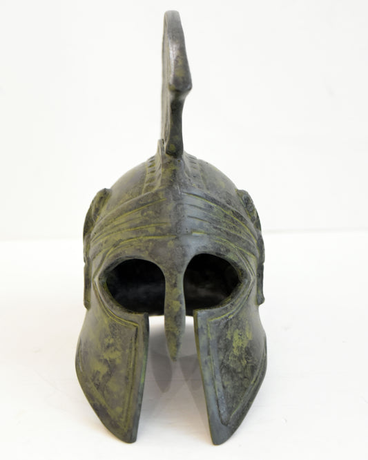 Ancient Greek Spartan Corinthian Helmet - Classic Period - Pure Bronze Statue