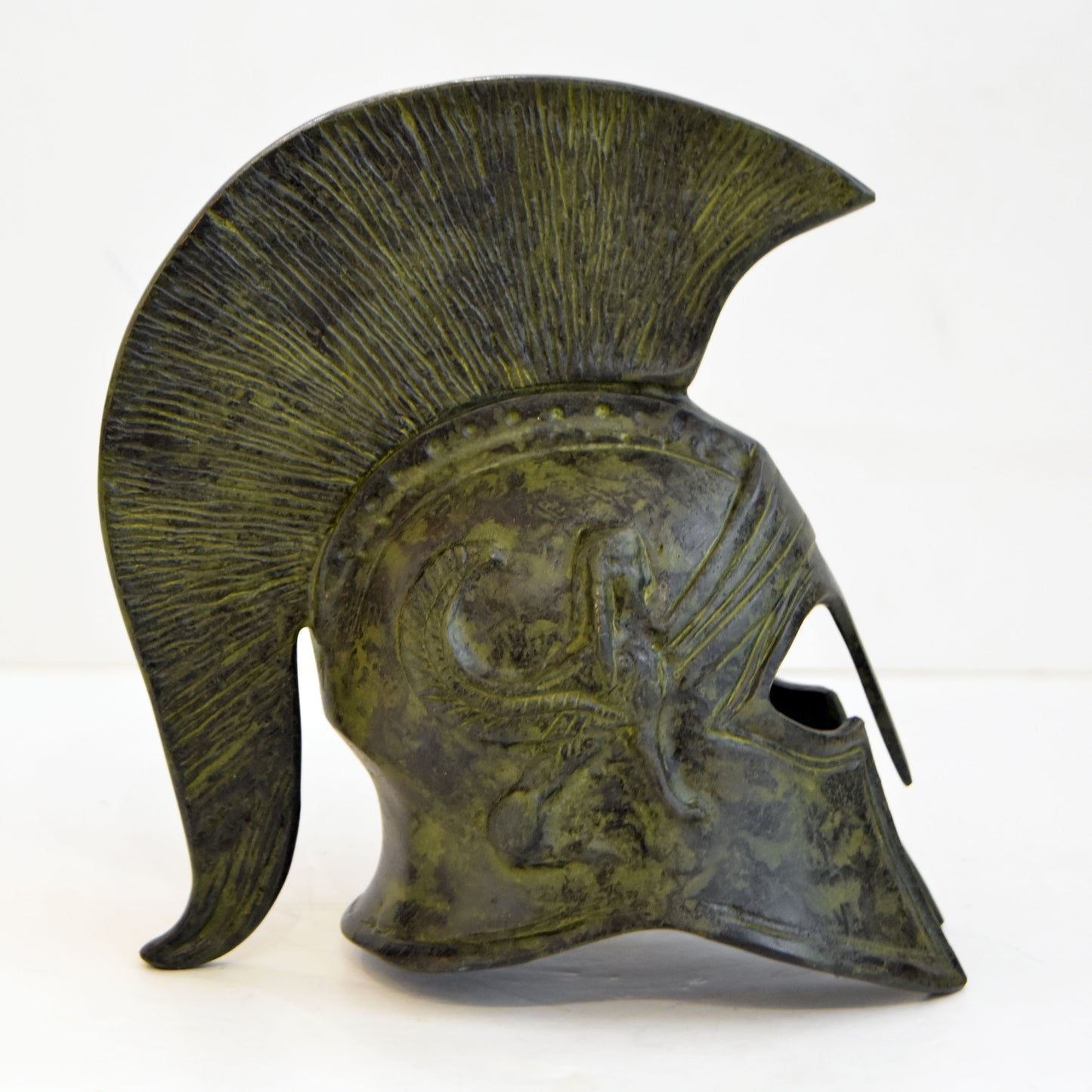 Ancient Greek Spartan Corinthian Helmet - Classic Period - Pure Bronze Statue