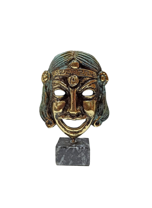 Comedy Mask - Ancient Greece - Drama - Decorative - Necessary Device for the Art of Theater - pure bronze statue