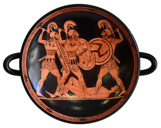 Trojan War - Achilles Hector Menelaus Paris - Homer;s Iliad - Red Figure small Kylix Vase - Museum Replica