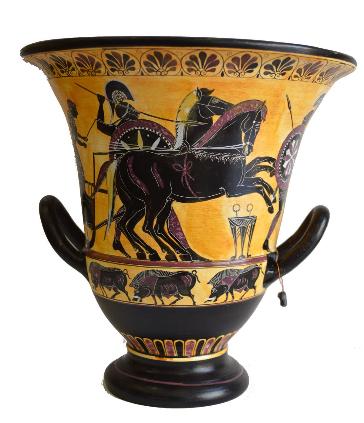 Achilles Hector Menelaos Paris -Trojan War Theme - Homer's Iliad - Krater - 550 BC - National Athens Museum - Reproduction