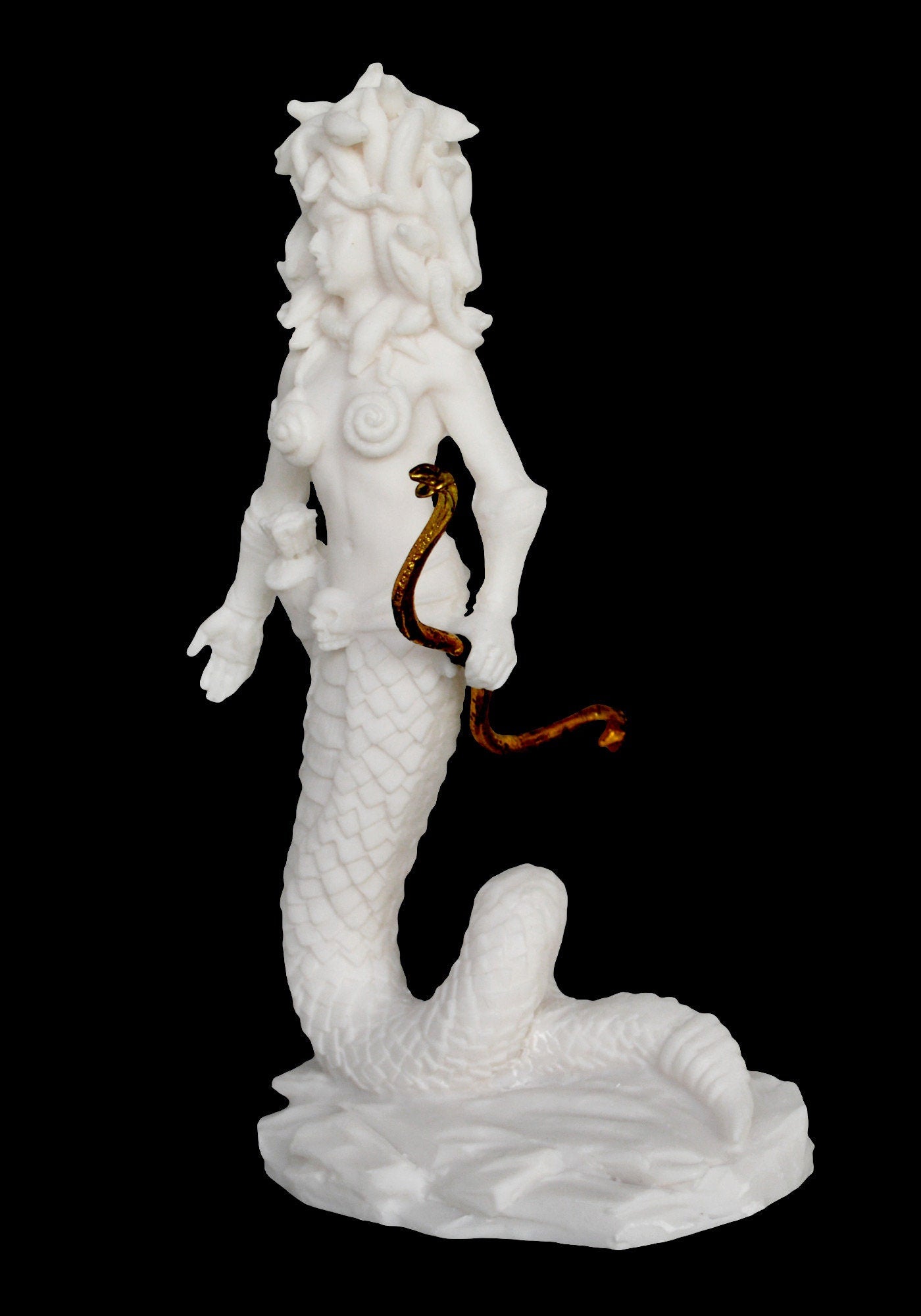 Medusa - Gorgo - Snake-Haired Gorgon - Snake Lady - Monster Figure - Perseus and Goddess Athena Myth - Alabaster Statue