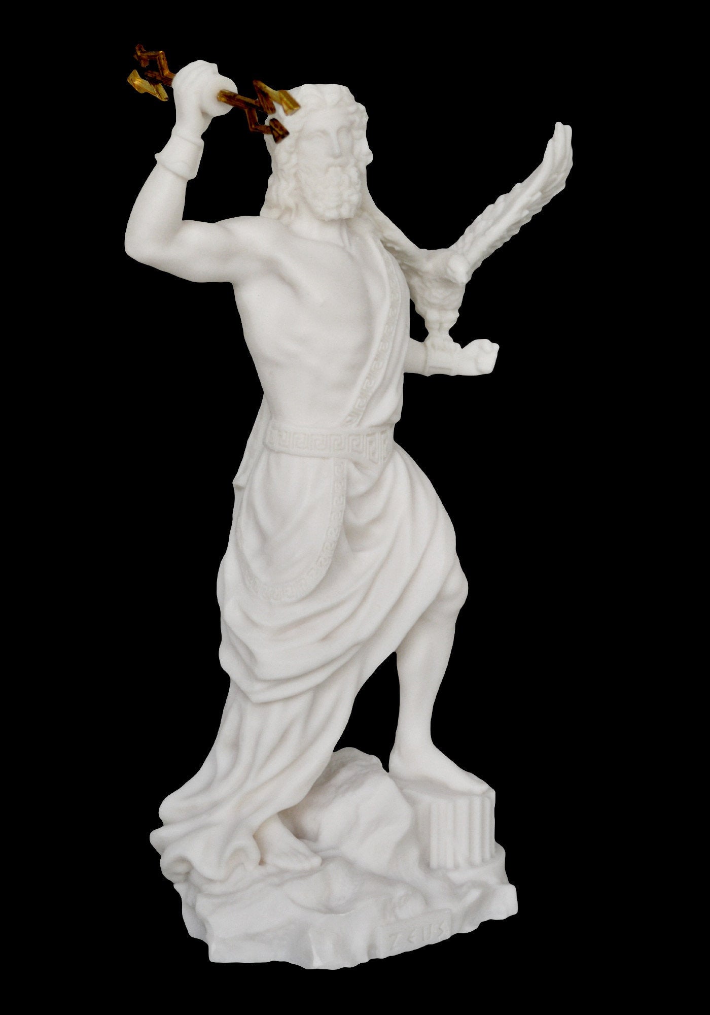 Zeus Jupiter - Greek Roman God of the Sky, Law and Order, Destiny and Fate - Thunder - King of the Gods of Mount Olympus - Alabaster Statue