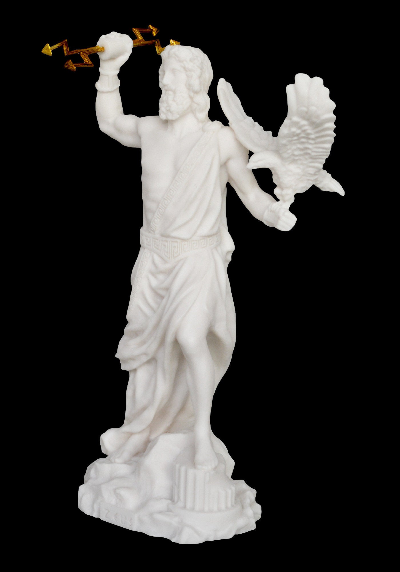 Zeus Jupiter - Greek Roman God of the Sky, Law and Order, Destiny and Fate - Thunder - King of the Gods of Mount Olympus - Alabaster Statue