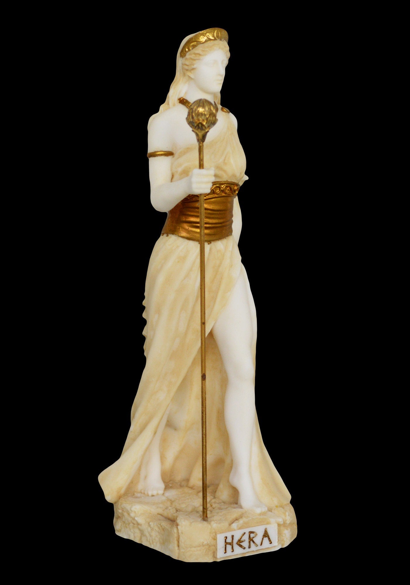 Hera Juno - Greek Roman Goddess of Marriage, Women, Childbirth and Family - Queen of Olympus - Zeus Wife - Aged Alabaster