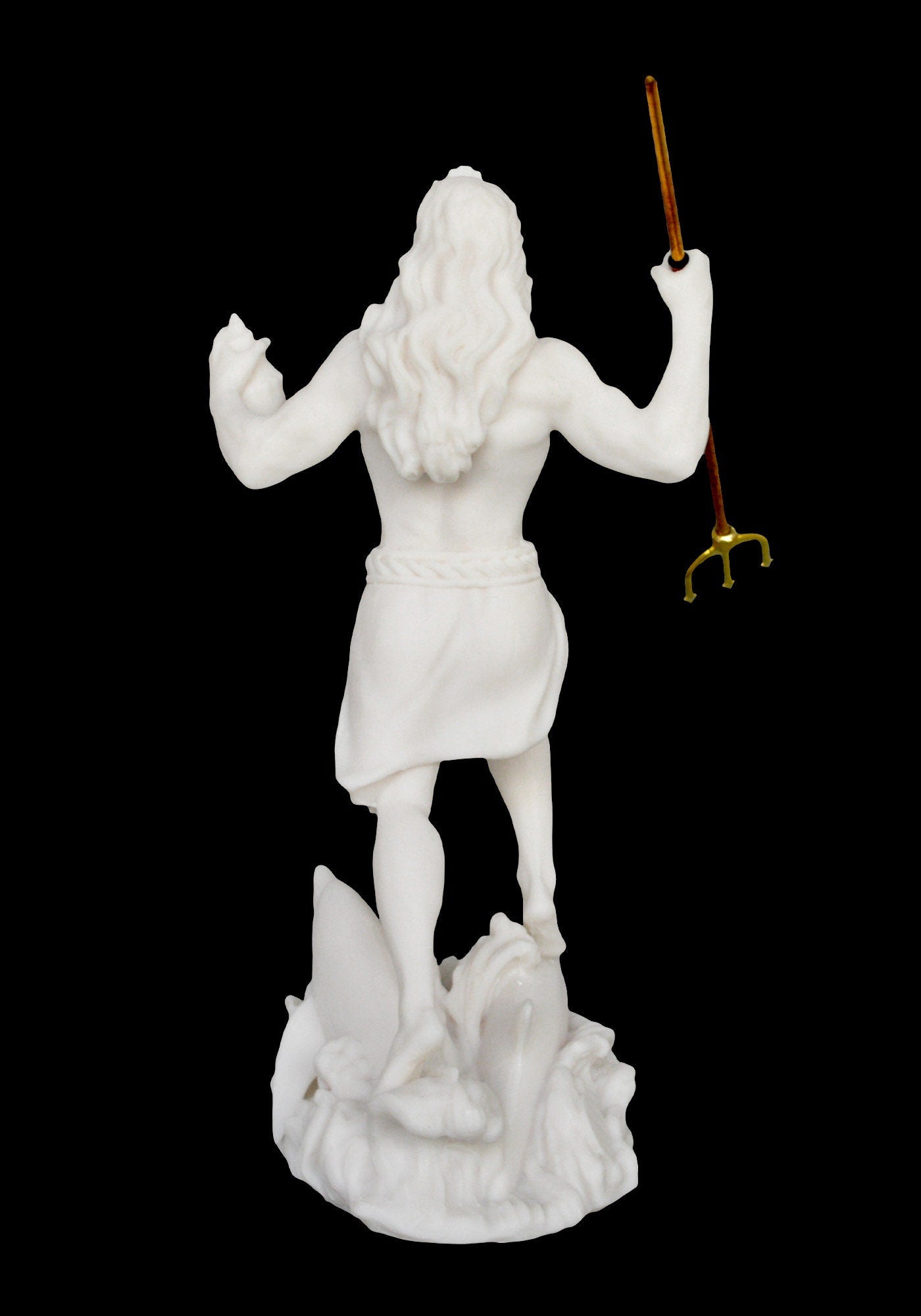 Poseidon Neptune - Greek Roman God of the Sea, Storms, Earthquakes and Horses - symbolizes the watery element - Alabaster Statue