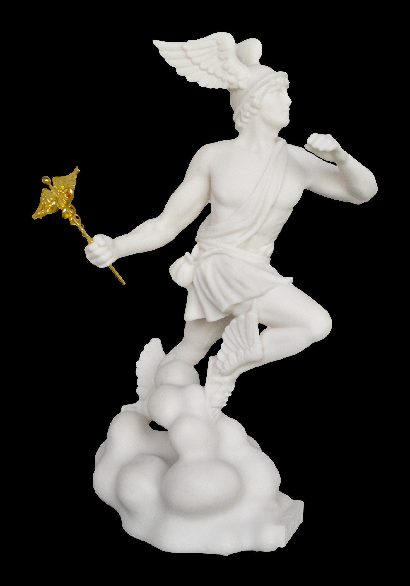 Hermes Mercury - Messenger - God of Trade, Wealth, Luck, Fertility, Animal Husbandry, Sleep, Language, Thieves, Travel - Alabaster Statue