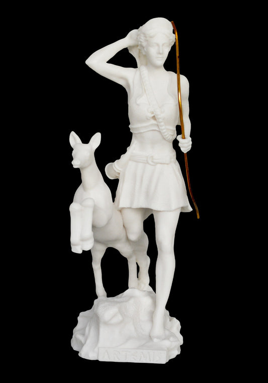 Artemis Diana – Greek Roman Goddess of Hunt, the Wilderness, Wild Animals, the Moon, and Chastity - Sister of Apollo - Alabaster Statue