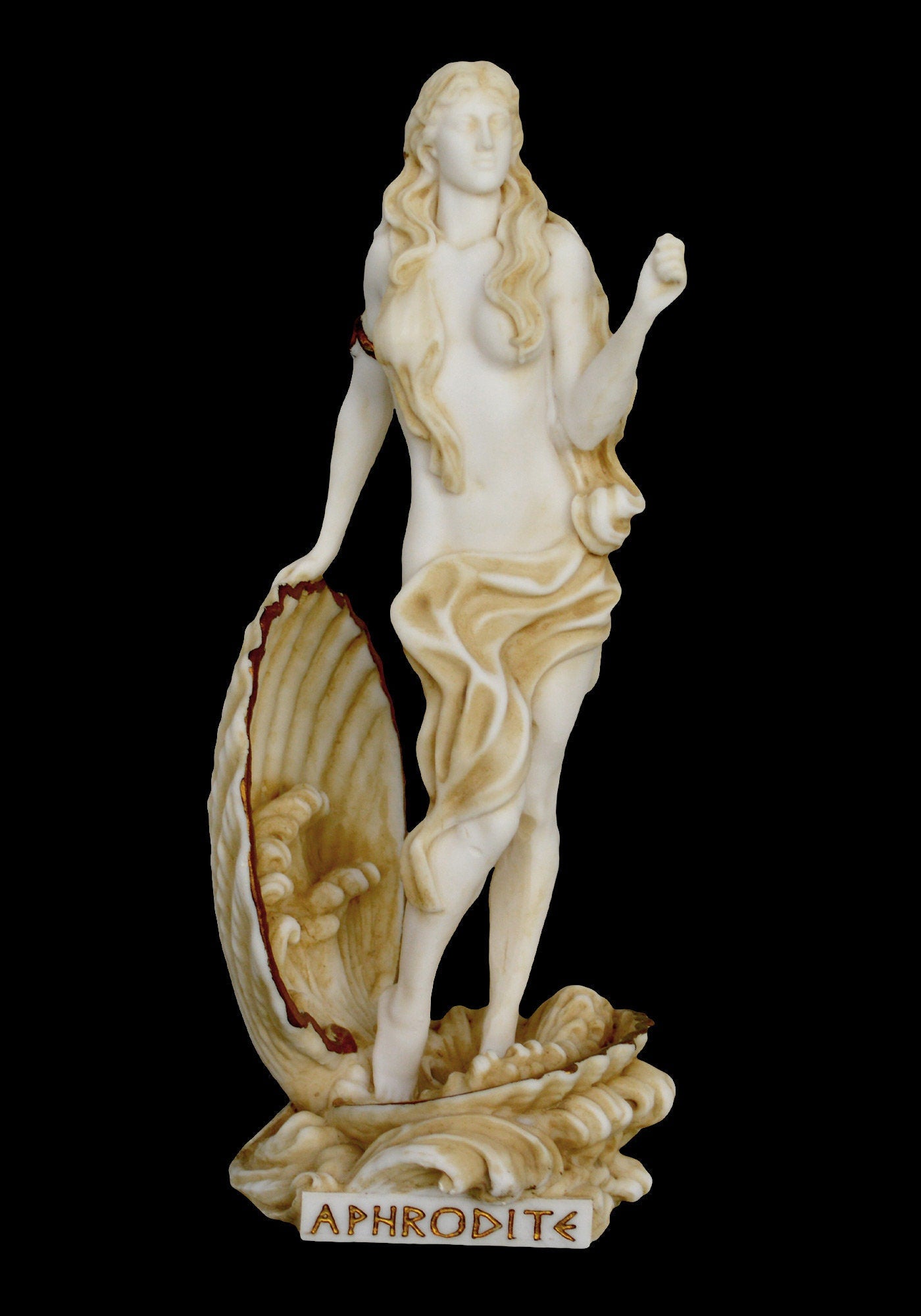 Aphrodite Venus  - Greek Roman Goddess Of Love, Beauty, Fertility, Procreation - Aged Alabaster Statue