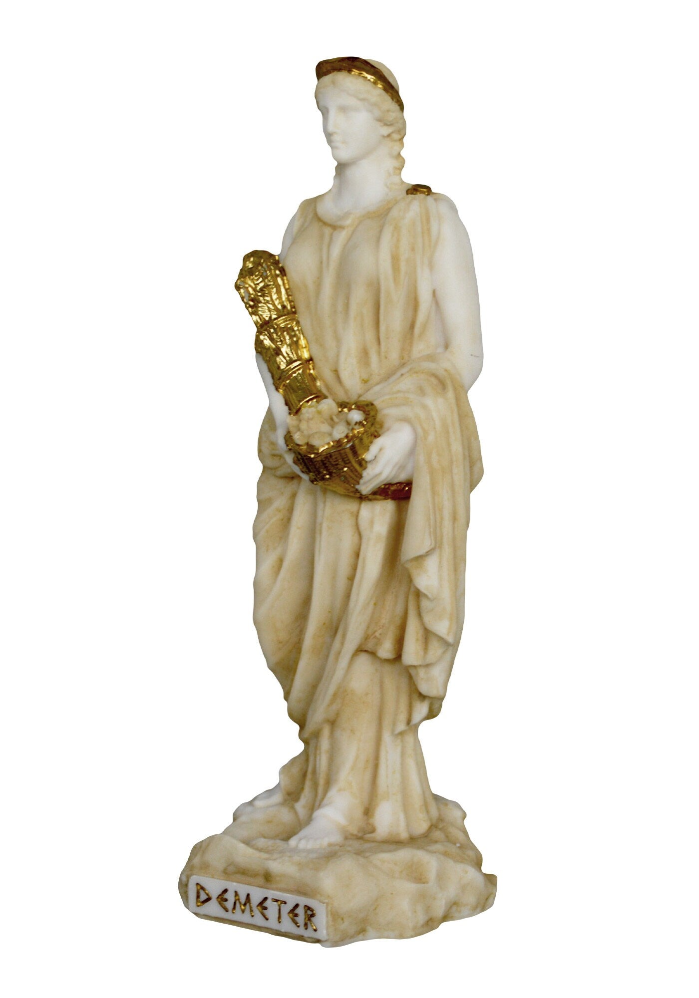 Demeter Ceres - Goddess of harvest and agriculture, presiding over crops, grains, food, and the fertility of the earth - Aged Alabaster