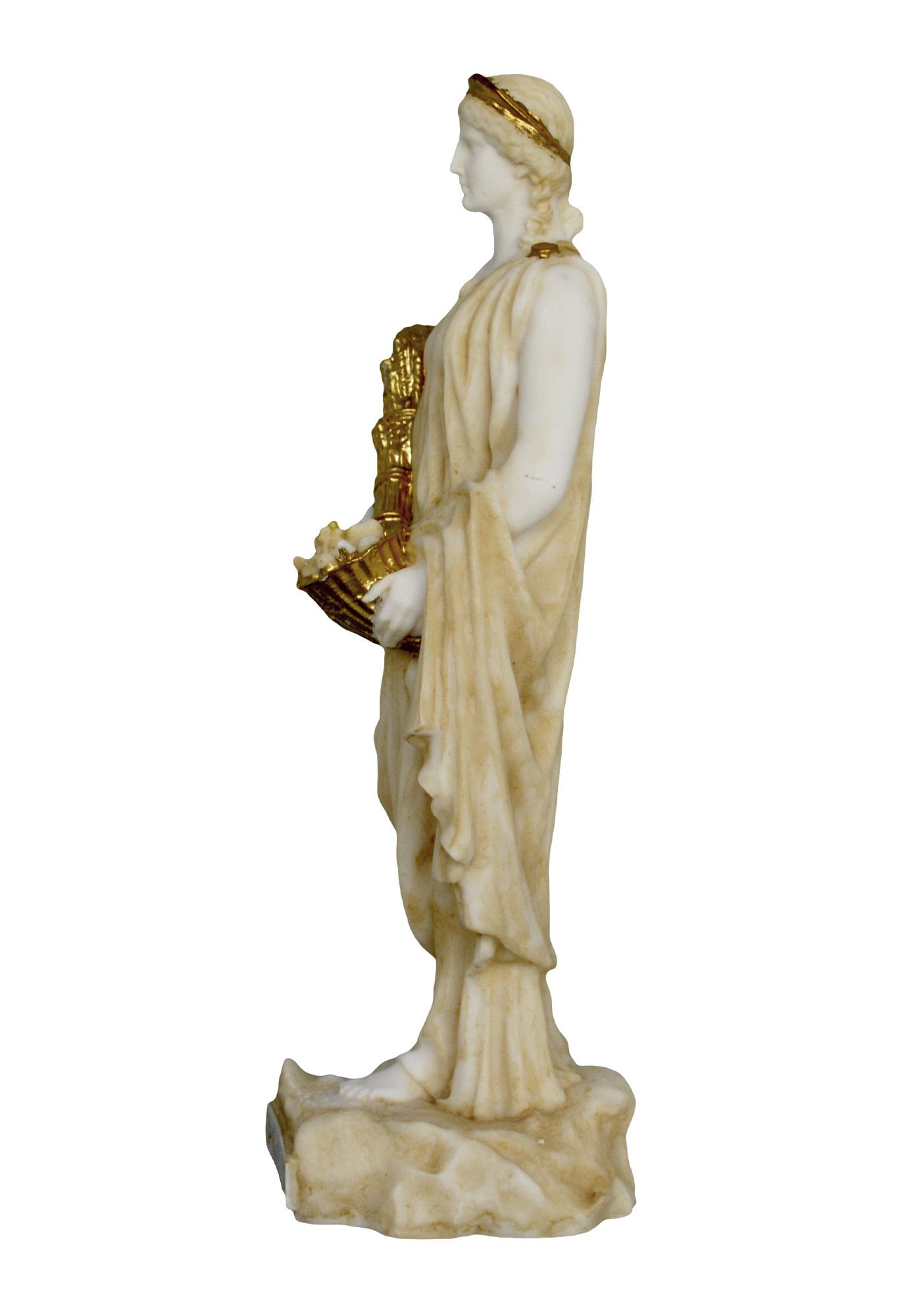 Demeter Ceres - Goddess of harvest and agriculture, presiding over crops, grains, food, and the fertility of the earth - Aged Alabaster