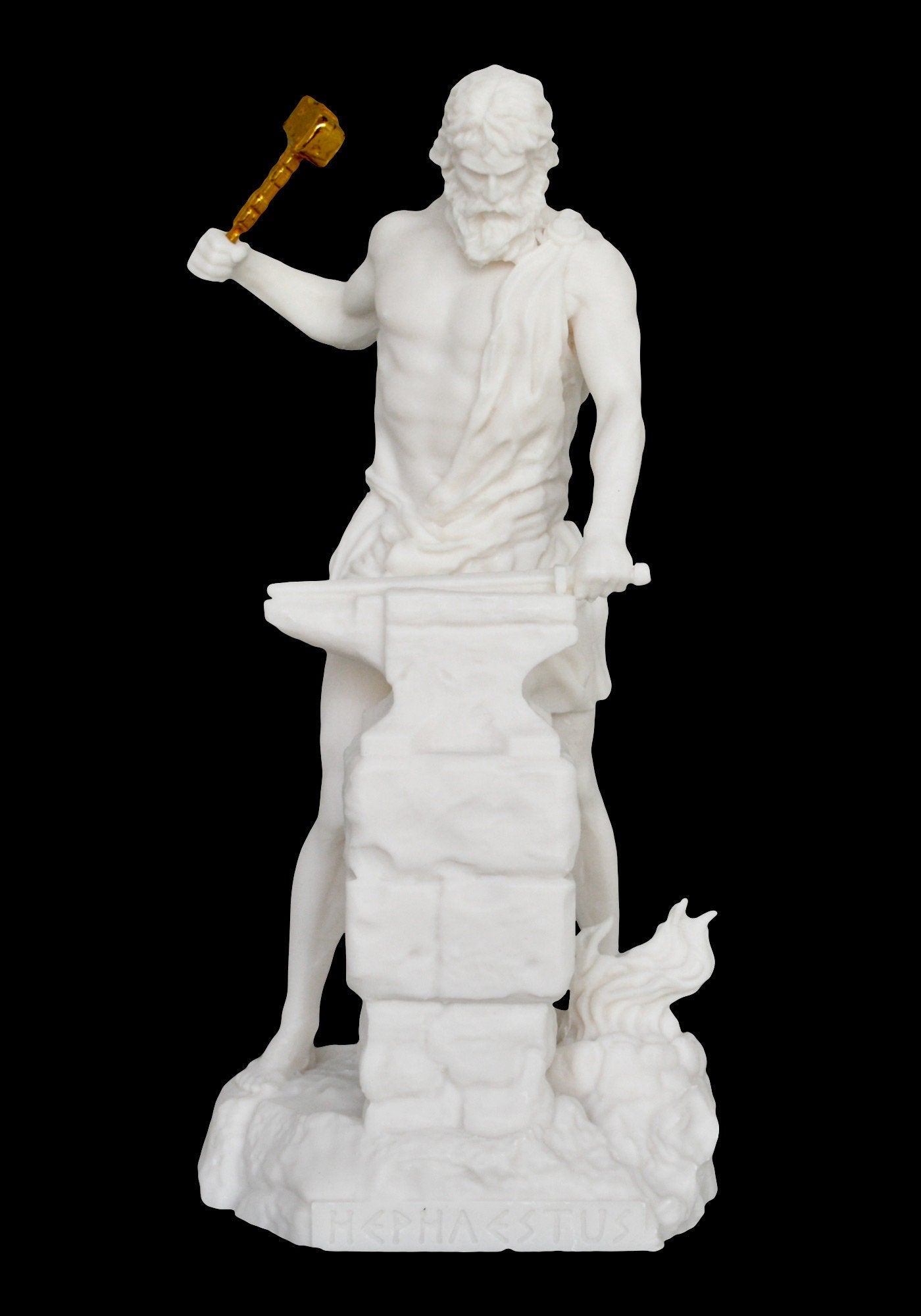 Hephaestus Vulcan - Greek Roman God of Blacksmiths, Metalworking, Craftsmen, Fire and Volcanoes - Alabaster Statue