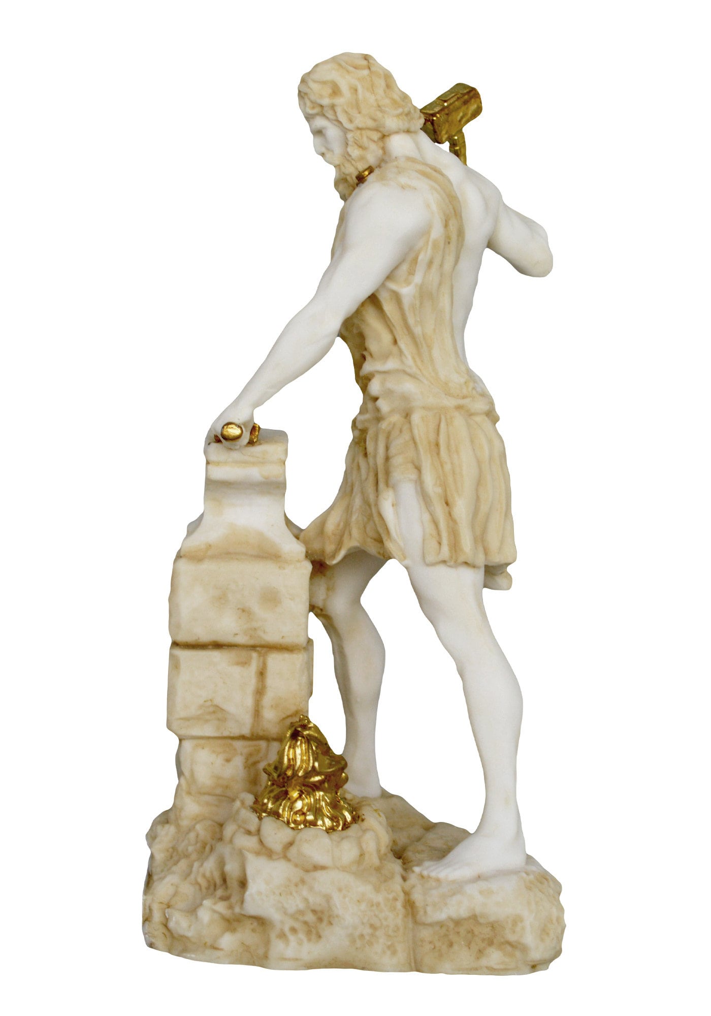 Hephaestus Vulcan - Greek Roman God of Blacksmiths, Metalworking, Craftsmen, Artisans, Fire and Volcanoes - Aged Alabaster