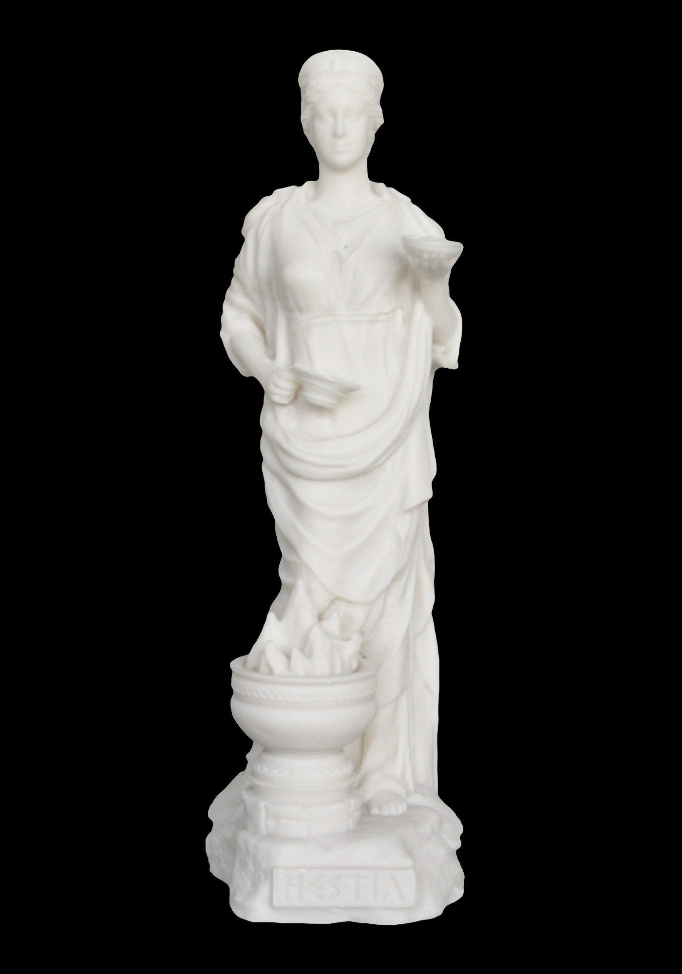 Hestia Vesta - Greek Roman Goddess of the hearth, home, and hospitality - The eldest daughter of Cronus and Rhea - Alabaster statue