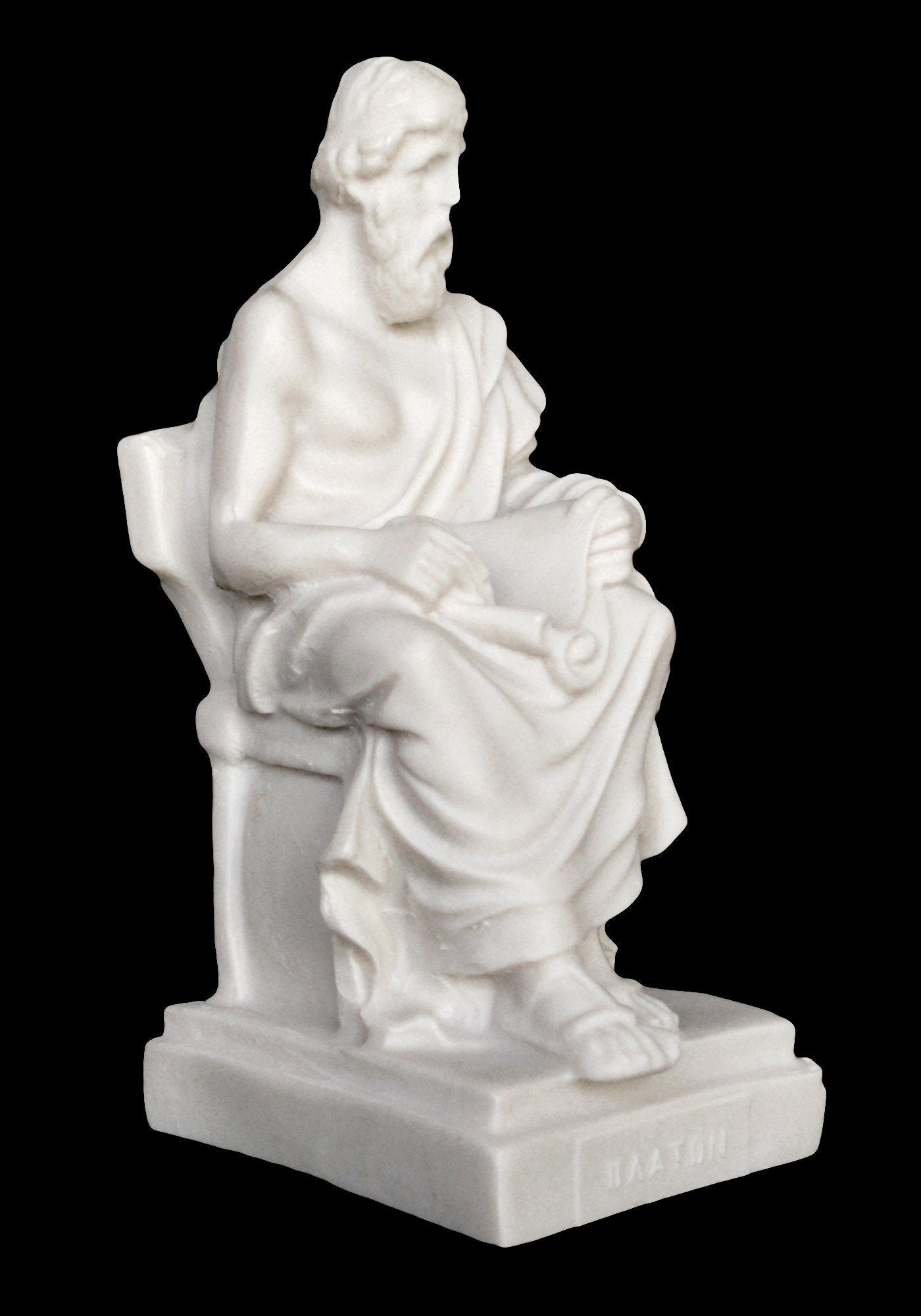 Plato - Ancient Greek Philosopher - 428-348 BC - Student of Socrates, Teacher of Aristotle - Founder of the Academy - Alabaster Sculpture