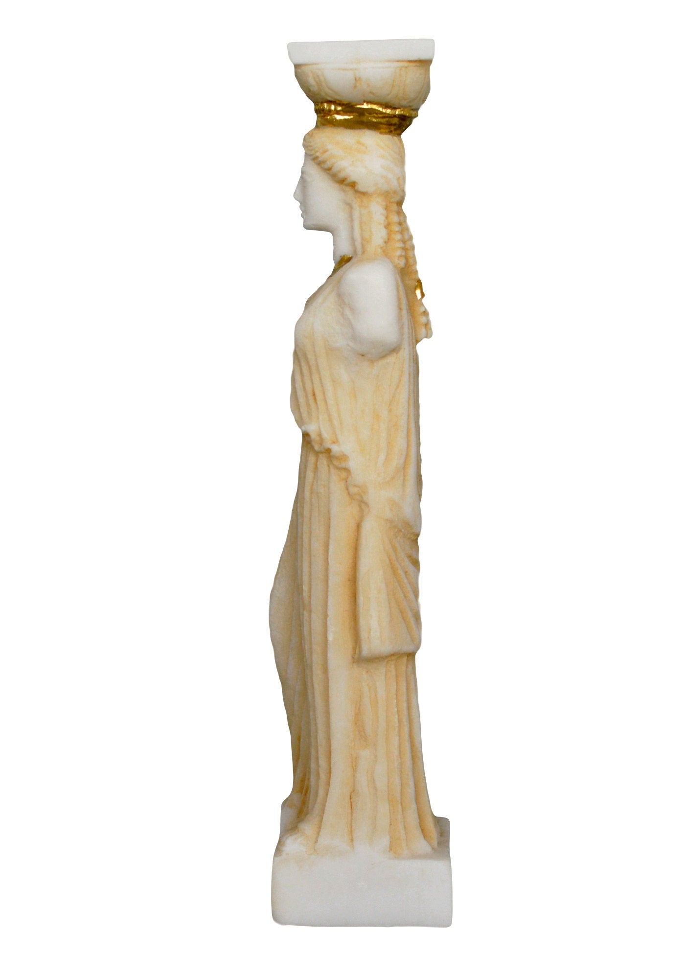 Caryatid - Maiden Young Female Figure - Erechtheion, Acropolis of Athens - Aged Alabaster Statue