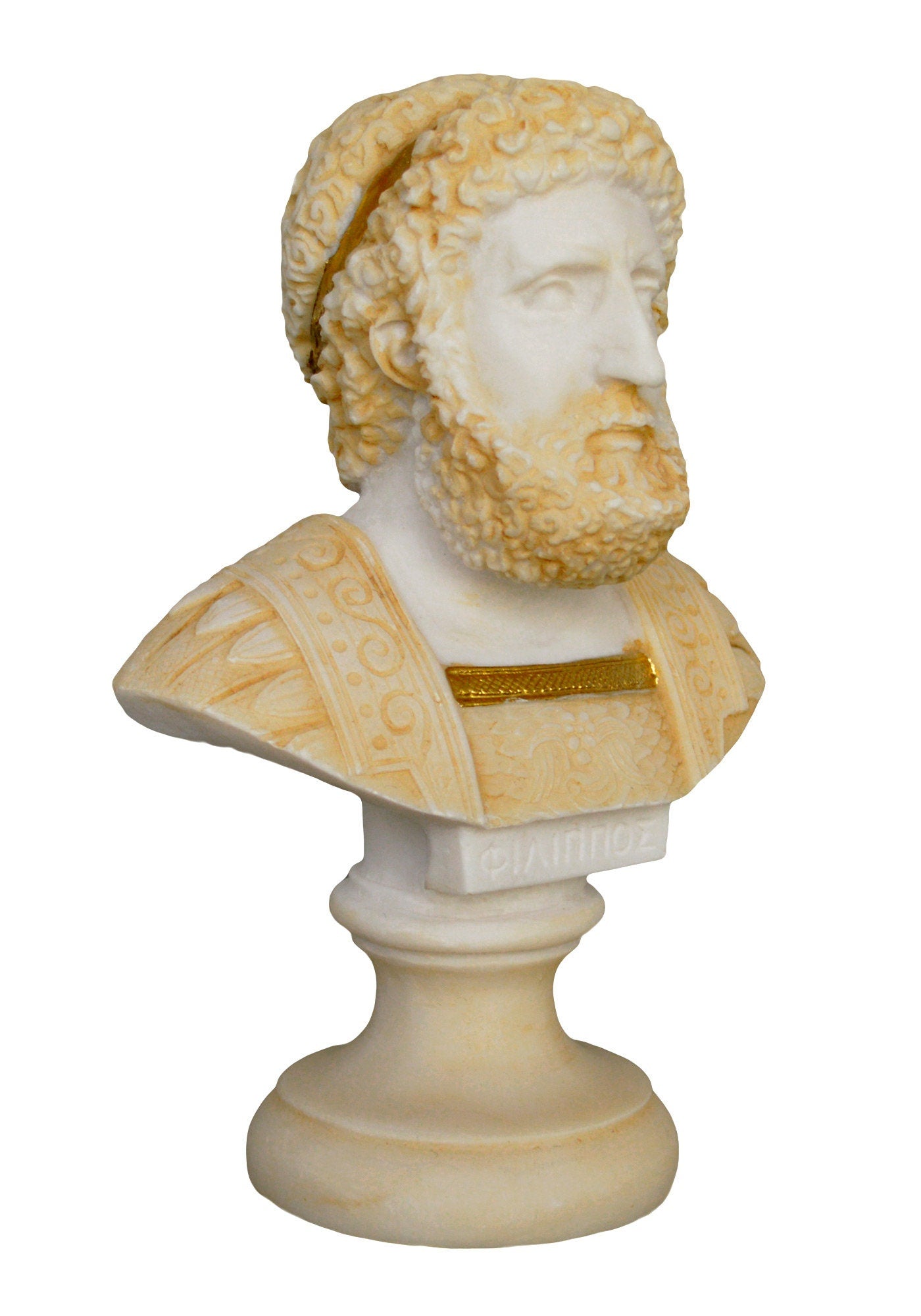 Philip II Bust - King of Macedonia - 382–336 BC - Expanded  his Empire over all of Greece - Father of Alexander the Great - Alabaster Statue