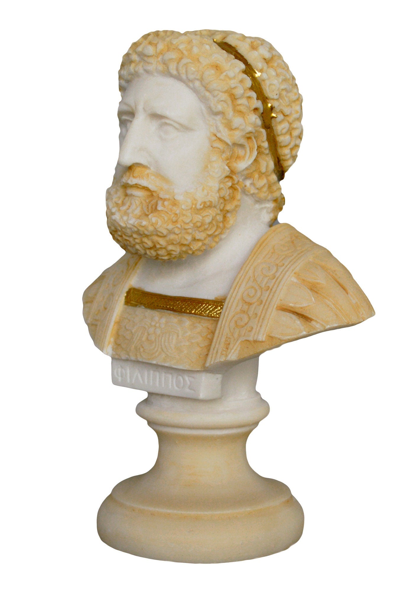 Philip II Bust - King of Macedonia - 382–336 BC - Expanded  his Empire over all of Greece - Father of Alexander the Great - Alabaster Statue