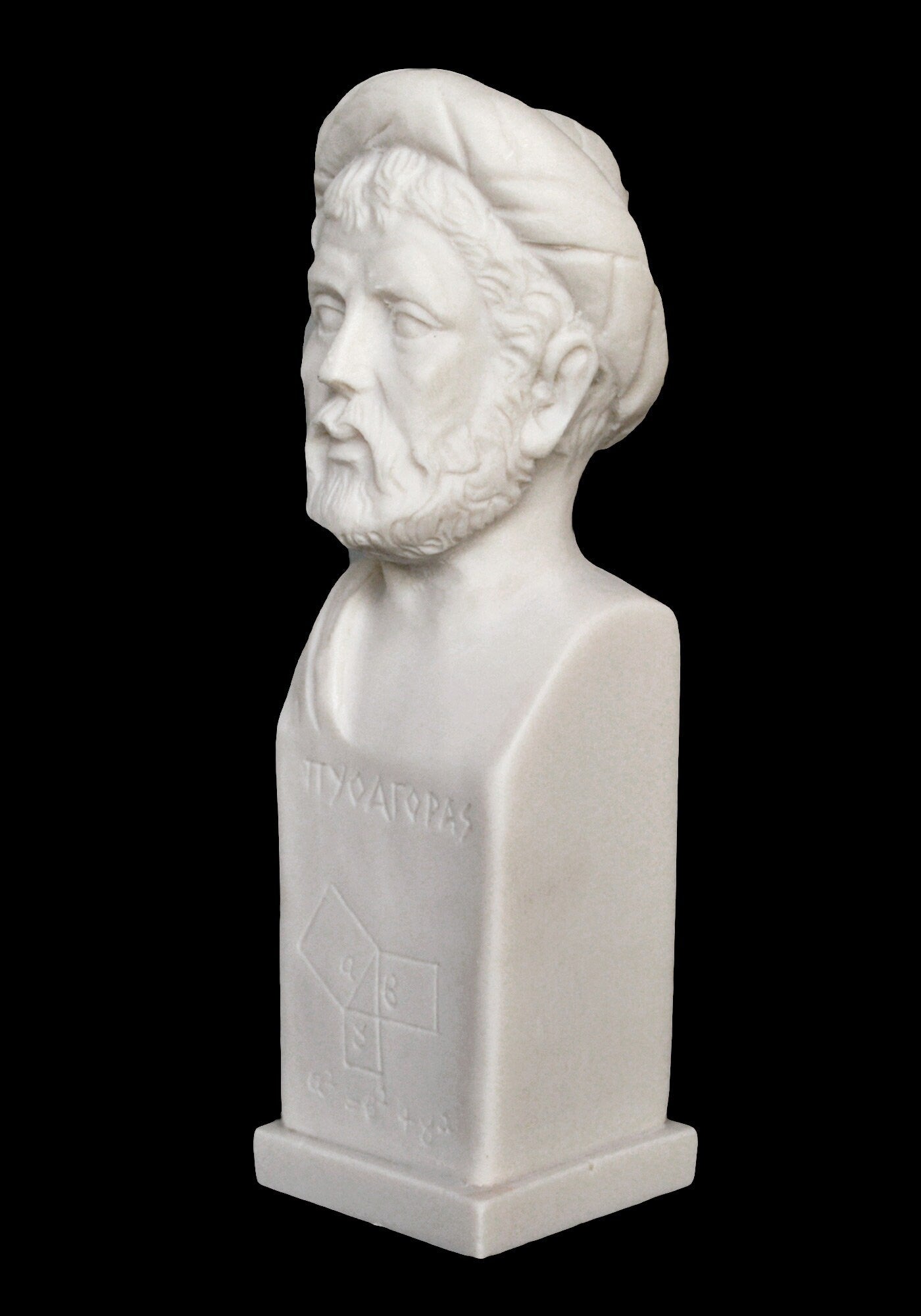 Pythagoras of Samos Bust - 570–495 BC - Ancient Greek Philosopher and Mathematician - Immortality of the Soul - Alabaster Statue