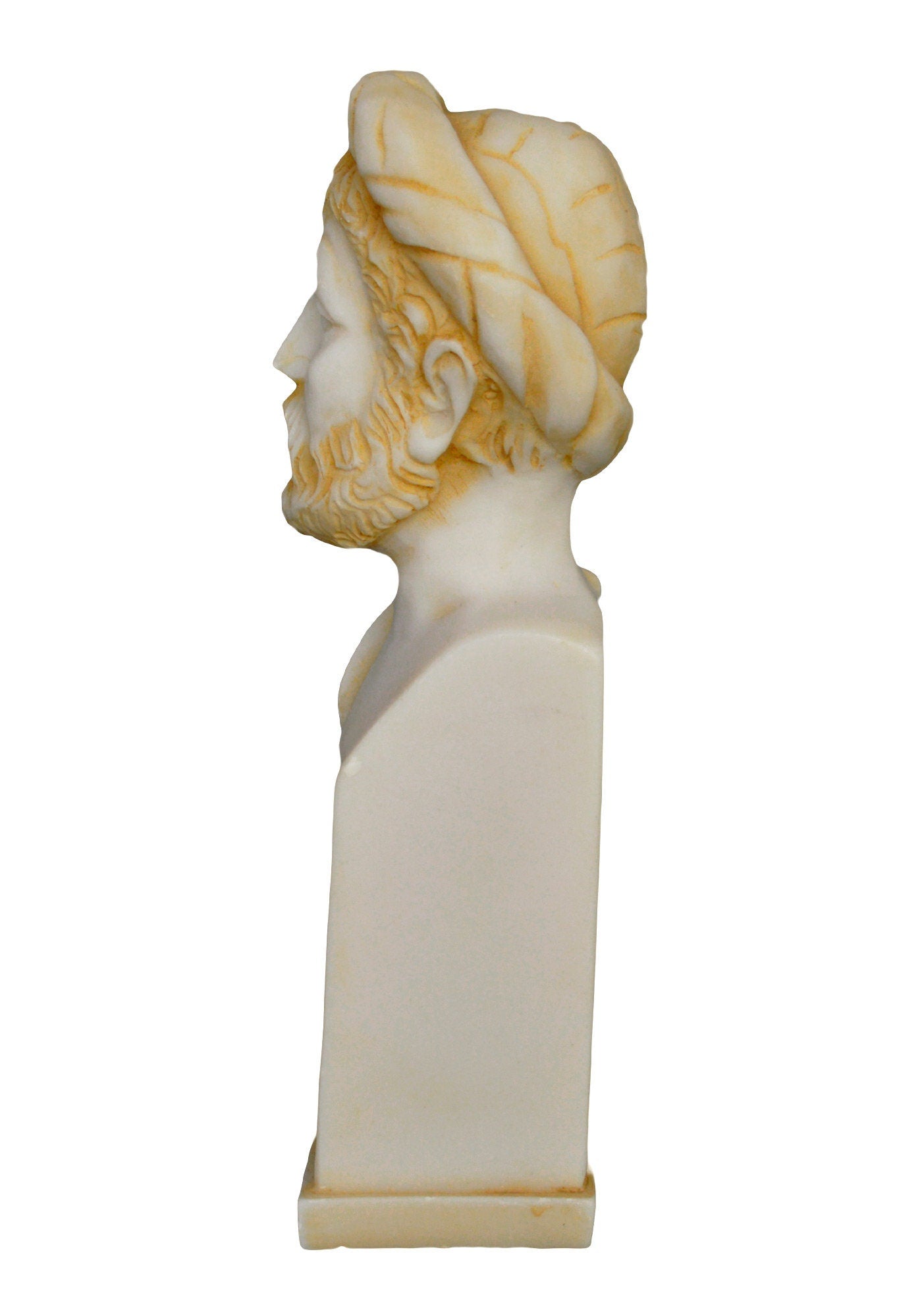 Pythagoras of Samos Bust -  570–495 BC - Ancient Greek Philosopher and Mathematician - Immortality of the Soul - Aged Alabaster Statue