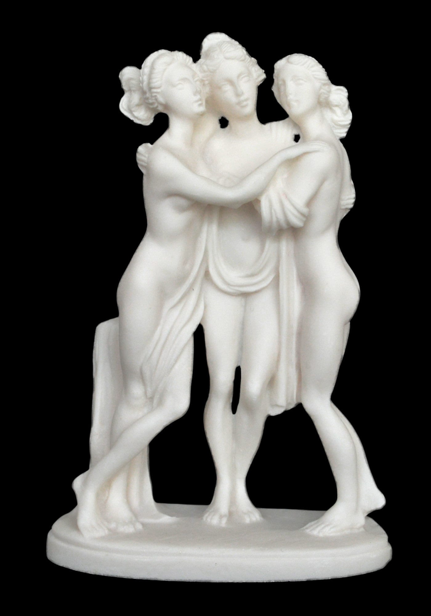 Three Graces Gratiae - Euphrosyne, Aglaia, and Thalia - Greek Roman Goddesses of Pleasure, Creativity - Alabaster Sculpture Statue