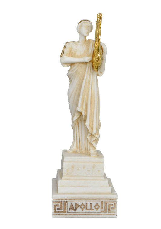 Apollo - Greek Roman God of the Sun,Light,Music,Poetry,Healing,Prophecy,Knowledge,Order,Beauty,Archery,Agriculture- Aged Alabaster Statue