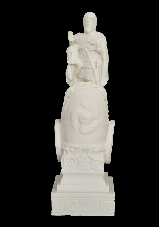 Ares Mars - Greek Roman God of Courage and War - The Spirit of Battle - One of the Twelve Olympians - Alabaster Statue