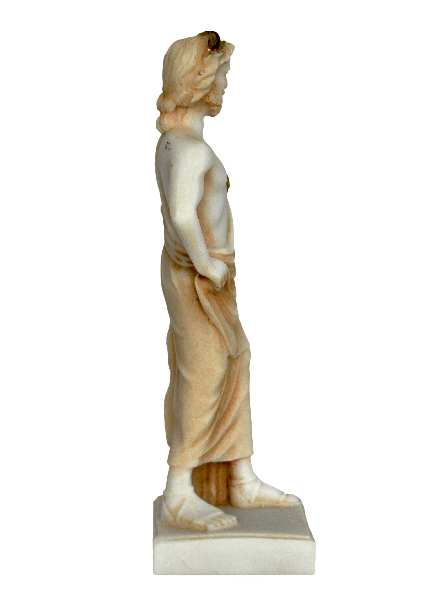 Asclepius - Hero - God of Medicine and Doctors - Wellness - Represents the Healing Aspect of the Medical Arts - Aged Alabaster statue