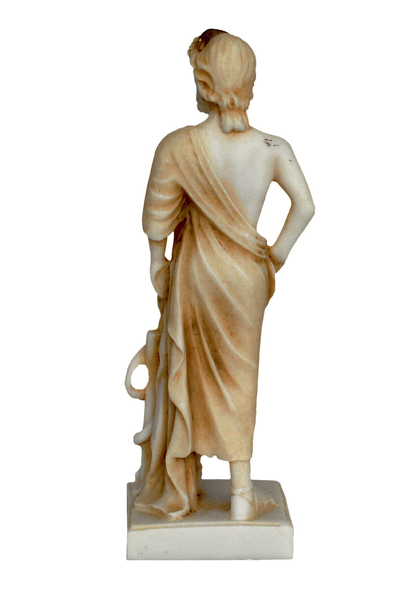 Asclepius - Hero - God of Medicine and Doctors - Wellness - Represents the Healing Aspect of the Medical Arts - Aged Alabaster statue