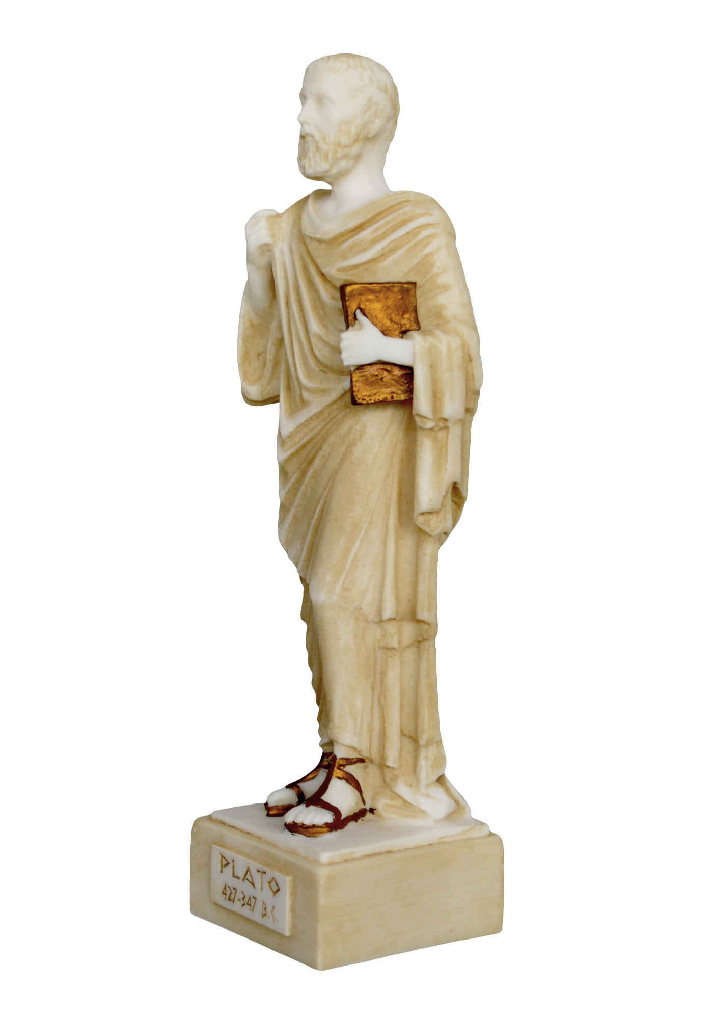 Plato - Ancient Greek Philosopher whose writings are still a major part of philosophical thought - Academy - Aged Alabaster Statue