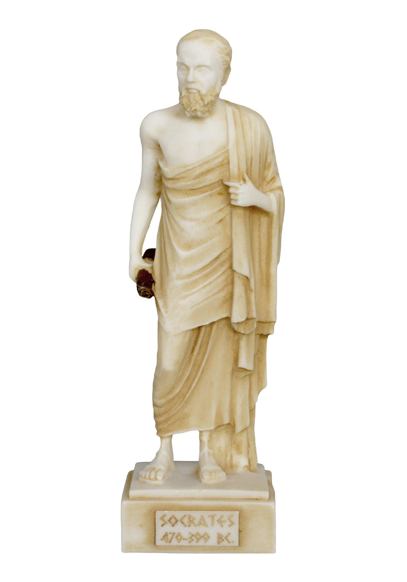 Socrates - Ancient Greek Philosopher - 470-399 BC - Teacher of Plato - Father of Western Philosophy - Aged Alabaster Statue