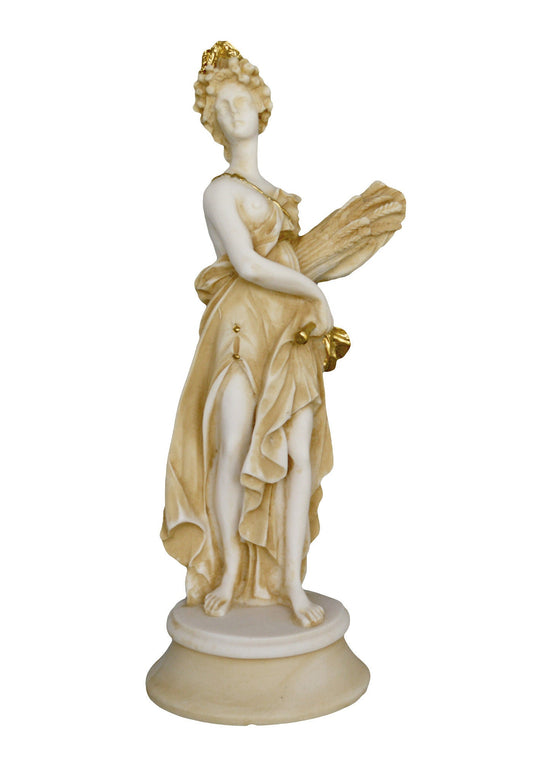 Demeter Ceres - Greek Roman Goddess of Agriculture and Harvest - Daughter of Cronus and Rhea - Persephone's Mother - Aged Alabaster Statue