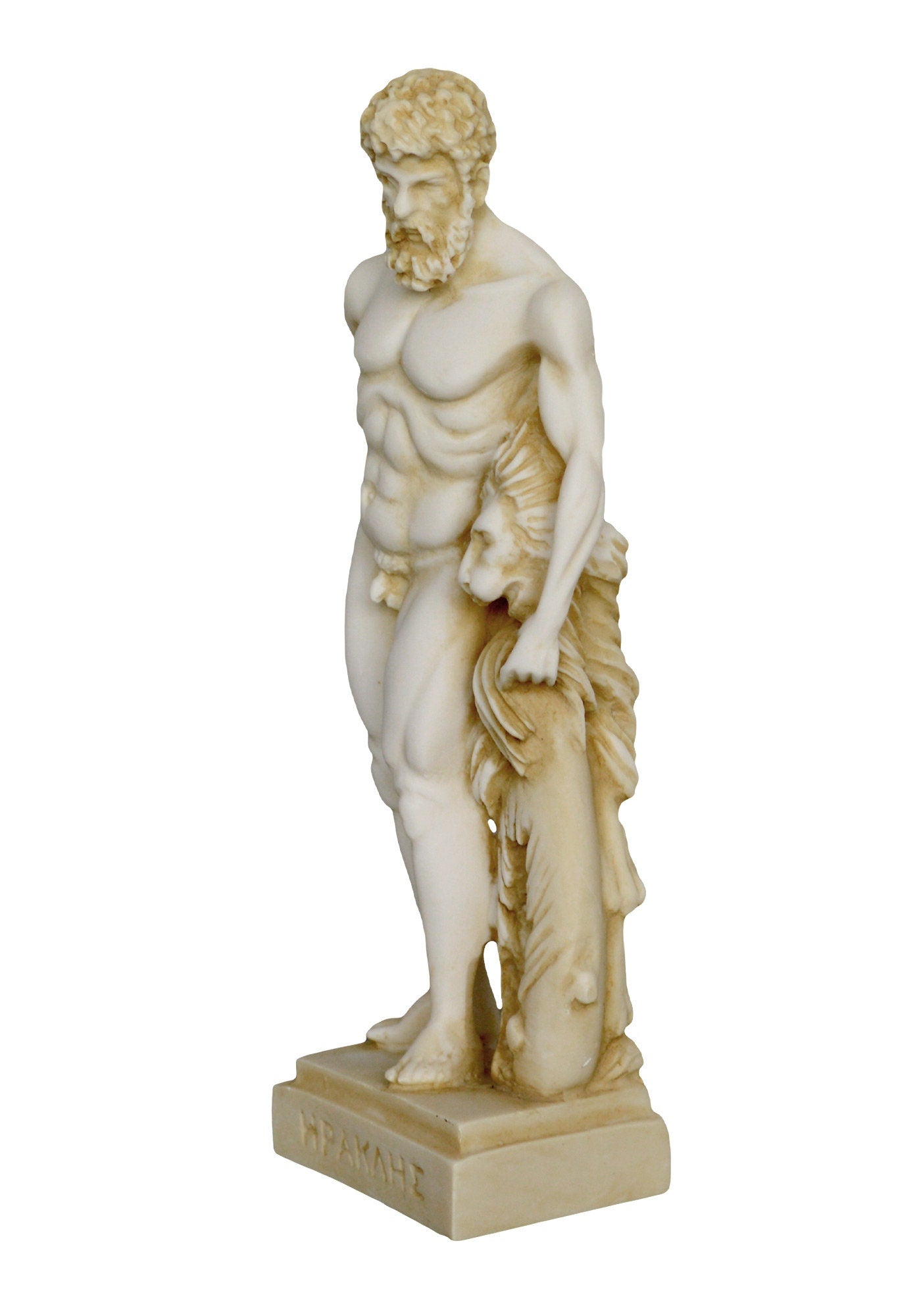 Hercules and Nemean Lion - Son of Zeus and Alcmene - Greek Divine Hero - The 12 Labours - Strong, Brave and Masculine -  Aged Alabaster