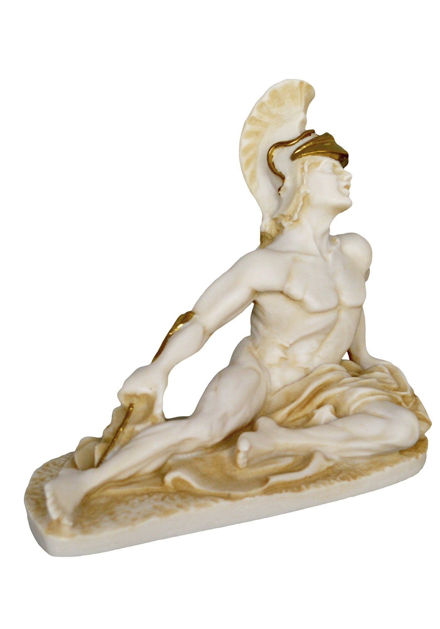 Achilles - King of the Myrmidons - Greek Hero - Son of Thetis and Peleus - Trojan War - Homer's Iliad -  Aged Alabaster Statue