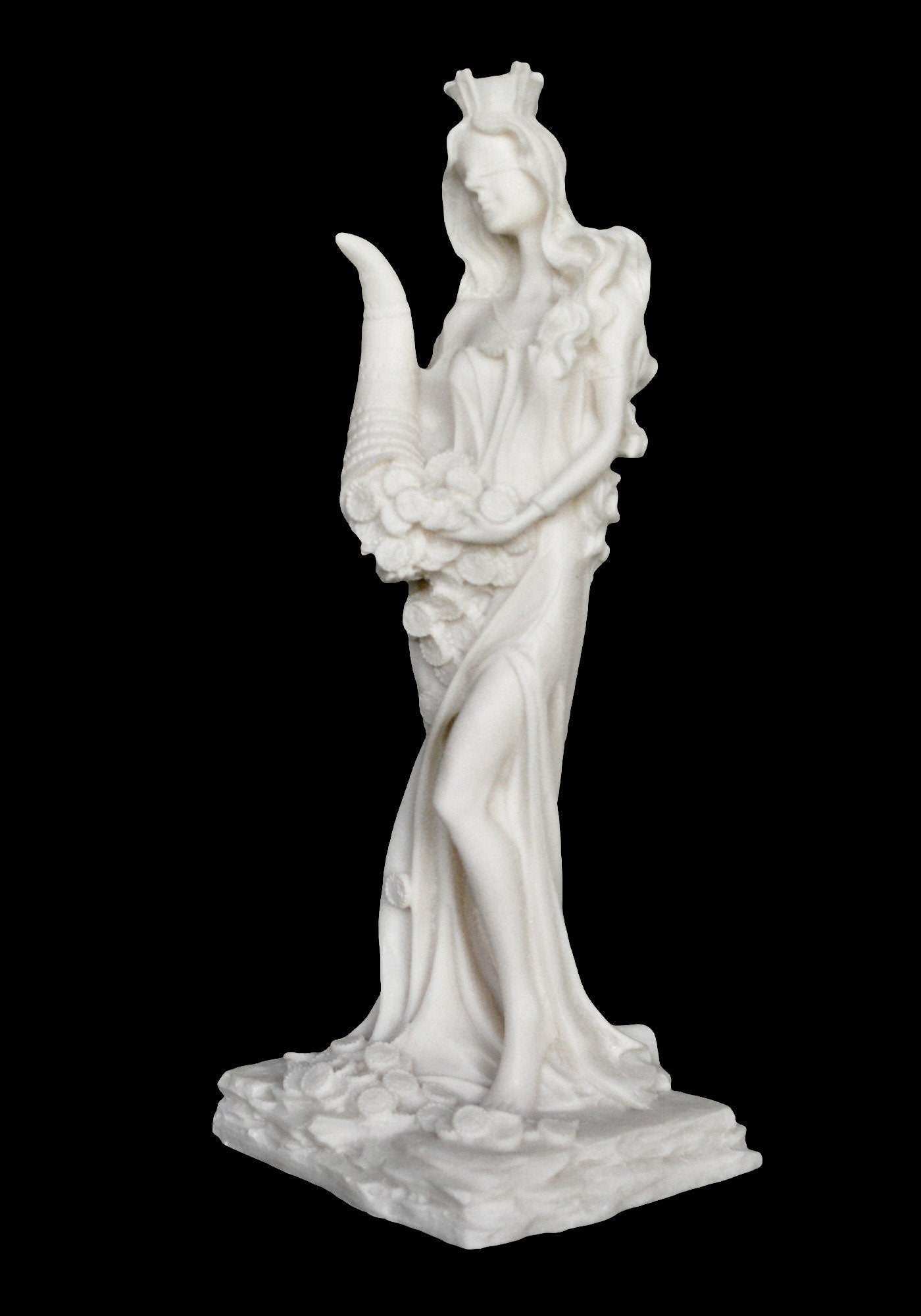 Tyche Fortuna- Greek Roman Goddess of Chance, Fate and Fortune - Alabaster Sculpture