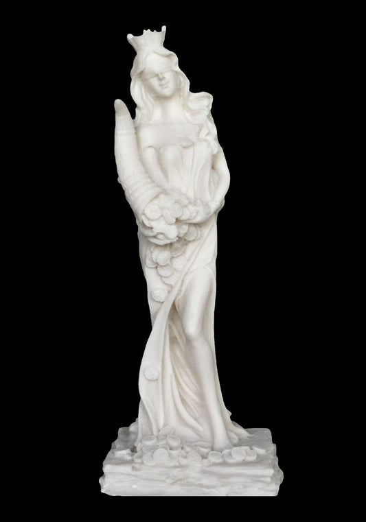 Tyche Fortuna- Greek Roman Goddess of Chance, Fate and Fortune - Alabaster Sculpture