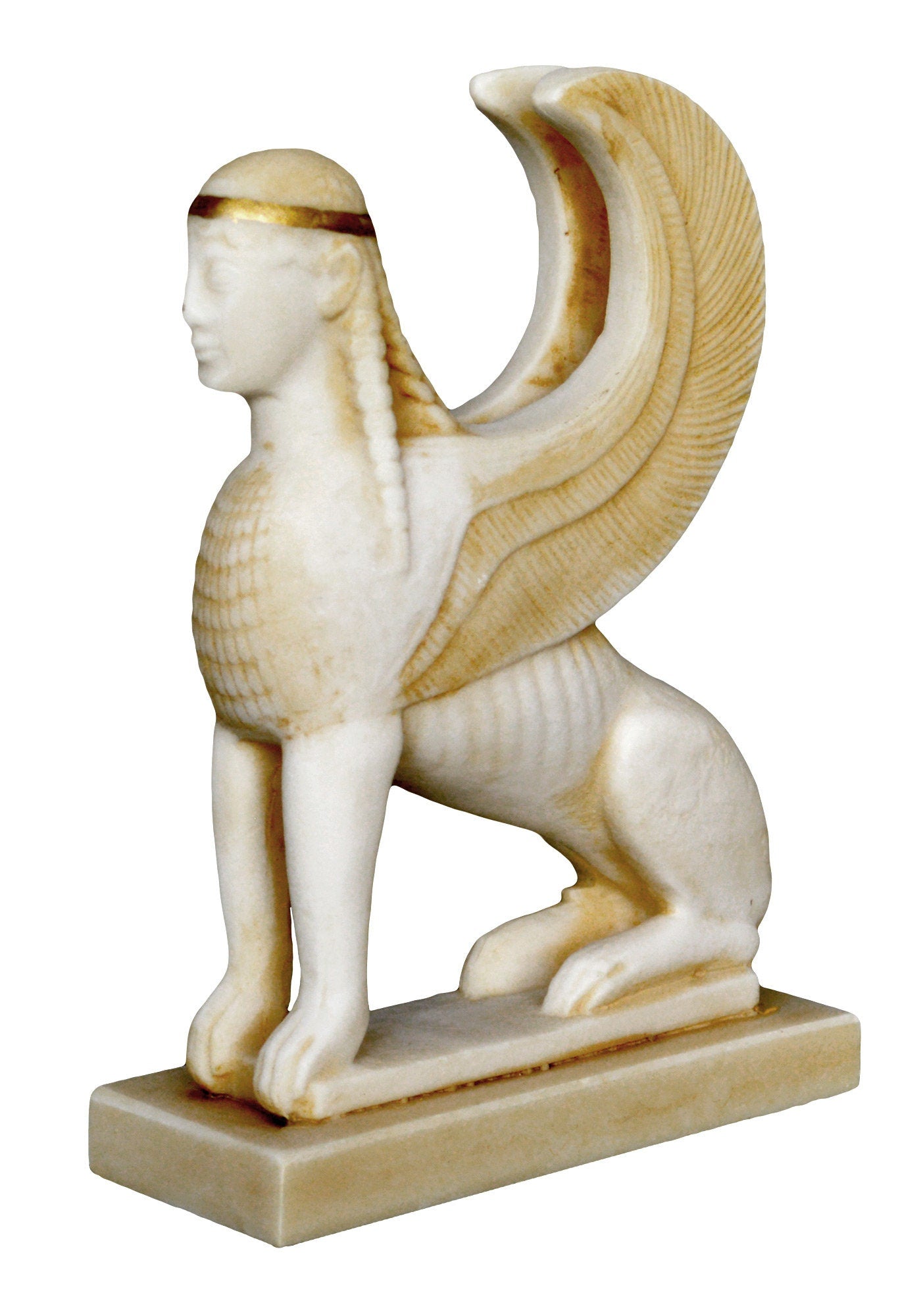 Sphinx - Guardian of Sacred Places, Symbol of Mystery - Composition of the Mortal and the Immortal - Riddle to Oedipus- Aged Alabaster