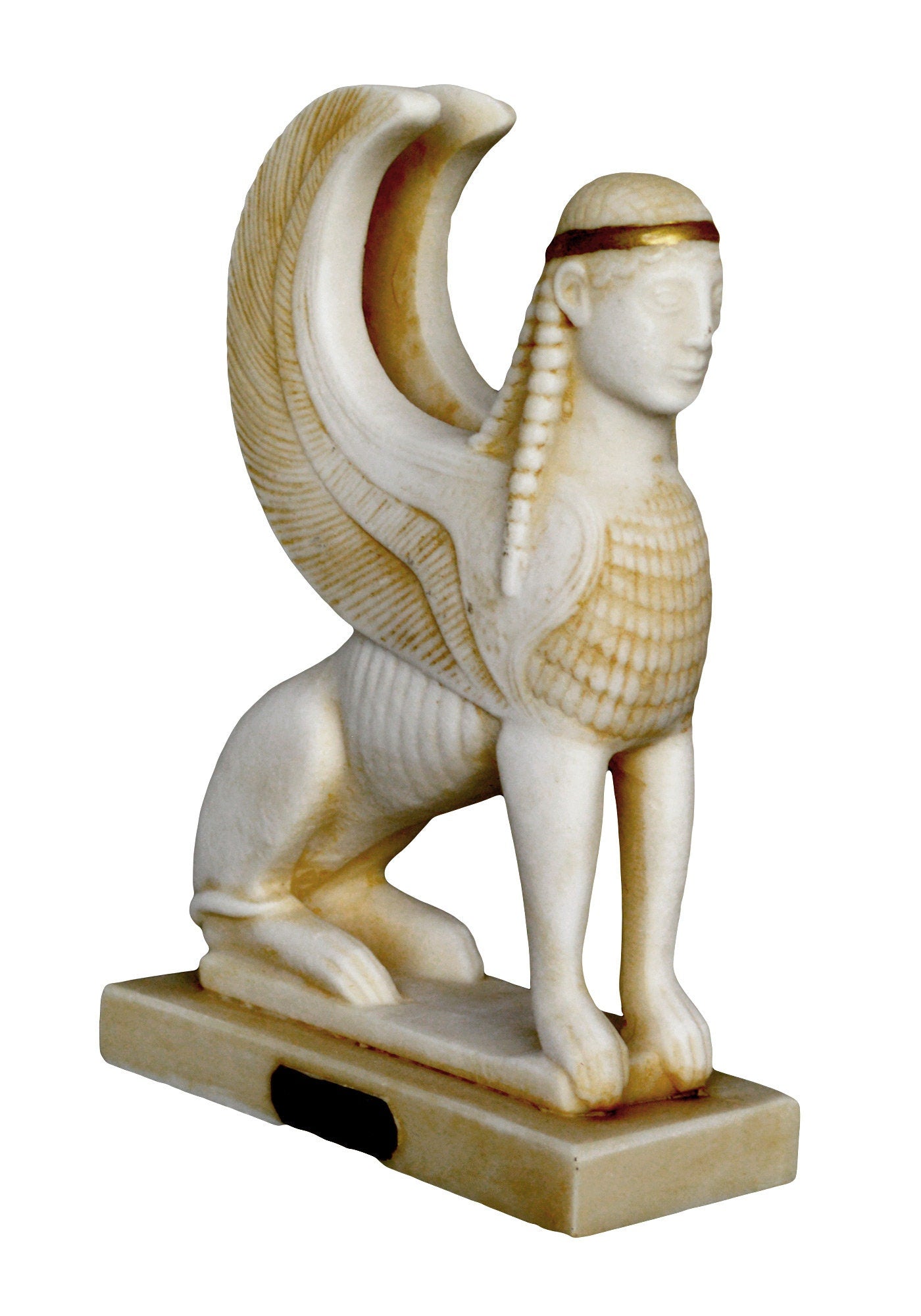 Sphinx - Guardian of Sacred Places, Symbol of Mystery - Composition of the Mortal and the Immortal - Riddle to Oedipus- Aged Alabaster