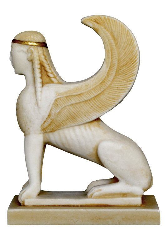 Sphinx - Guardian of Sacred Places, Symbol of Mystery - Composition of the Mortal and the Immortal - Riddle to Oedipus- Aged Alabaster