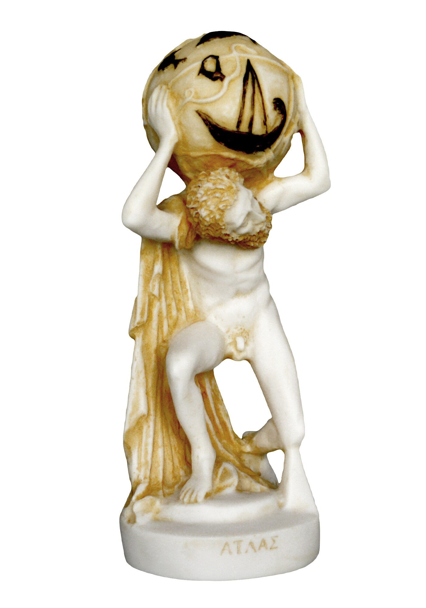 Atlas - The primordial Titan who supported the heavens - Titanomachy,  Astronomy - aged alabaster statue Sculpture
