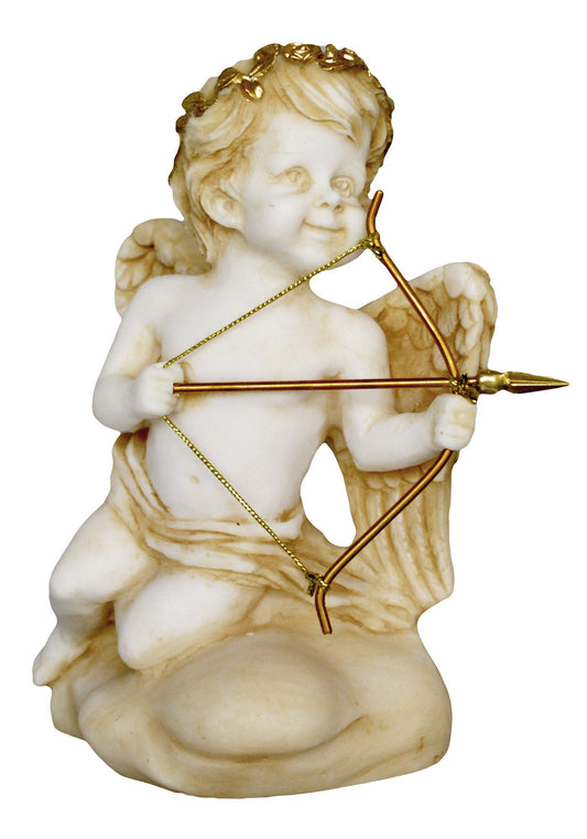 Eros Cupid - Greek Roman God of Sexual Attraction, Desire and Love - Son of Aphrodite and either Ares or Hermes - Alabaster Aged Statue